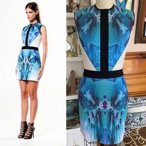 NWT Julia Korol Scuba Mesh panel Sheath Dress UK 6 US 2 xs Neoprene vivid floral